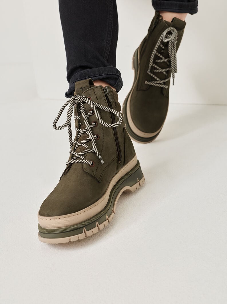 bootie in pelle - verde 1-25200-45-722 compra tamaris stivaletti online