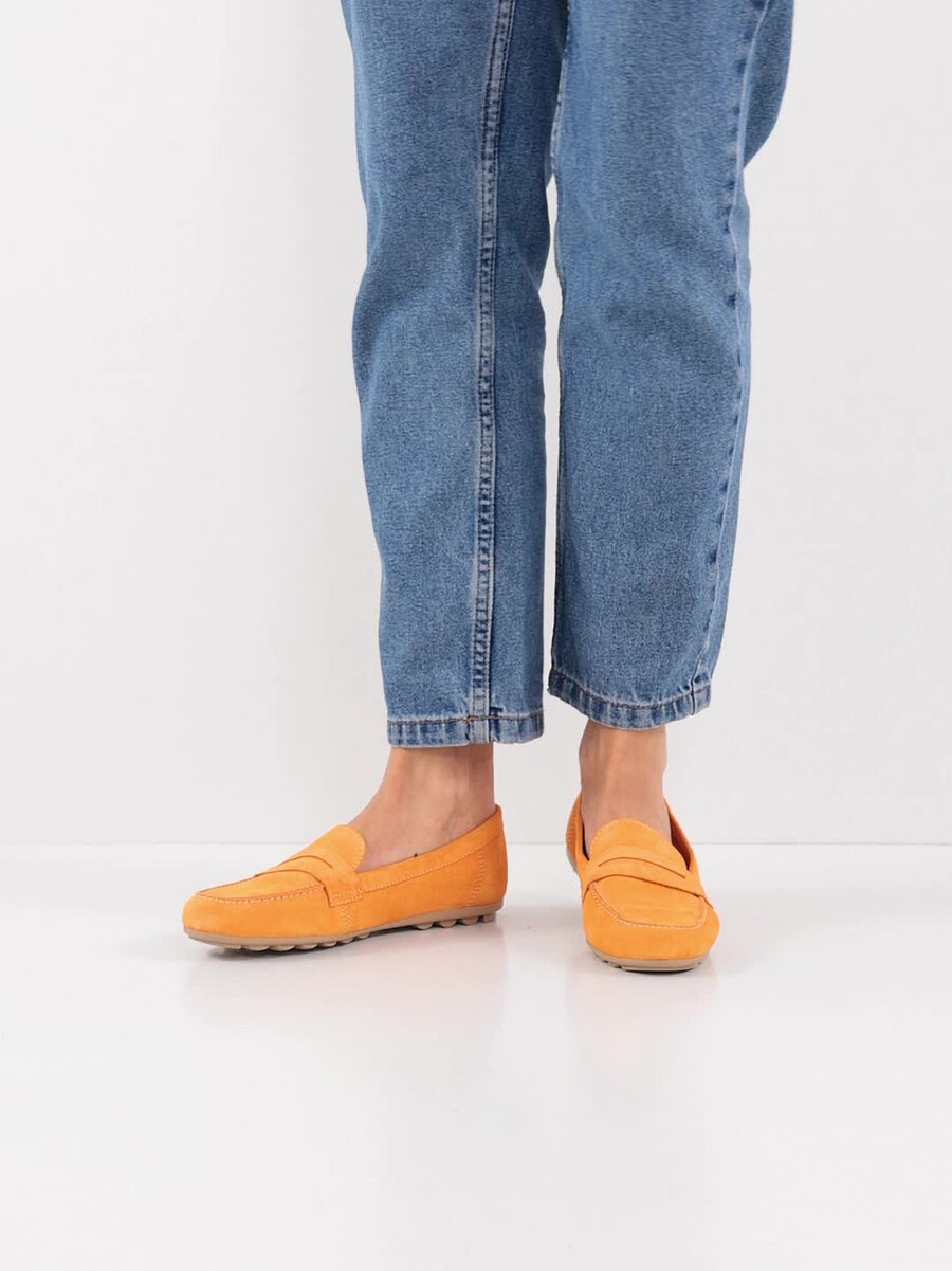 mocassino in pelle - arancione 1-24229-42-606 compra tamaris scarpe basse pantofole online