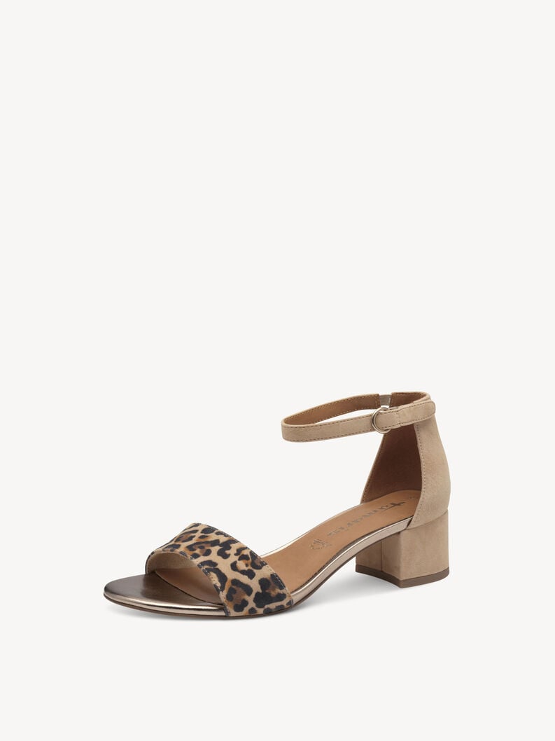 in pelle con tacco sandalo marrone 1-28291-44-329 compra tamaris sandali online