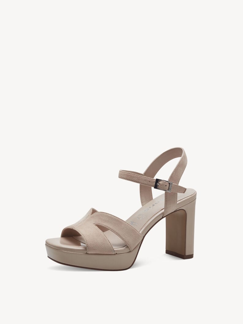 in pelle con tacco sandalo beige 1-28309-42-251 compra tamaris sandali online