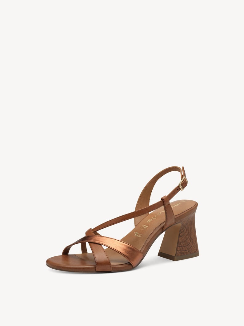 in pelle con tacco sandalo marrone 1-28364-44-392 compra tamaris sandali online