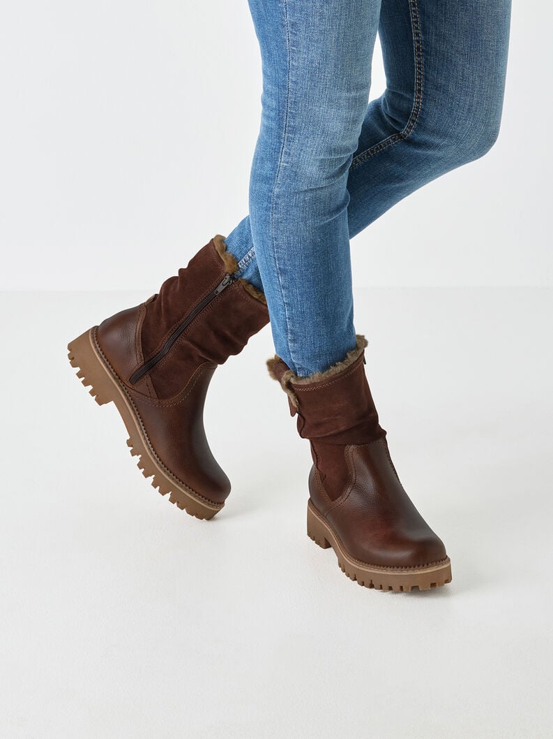 bootie in pelle - marrone fodera calda 1-26416-45-305 compra tamaris stivaletti online
