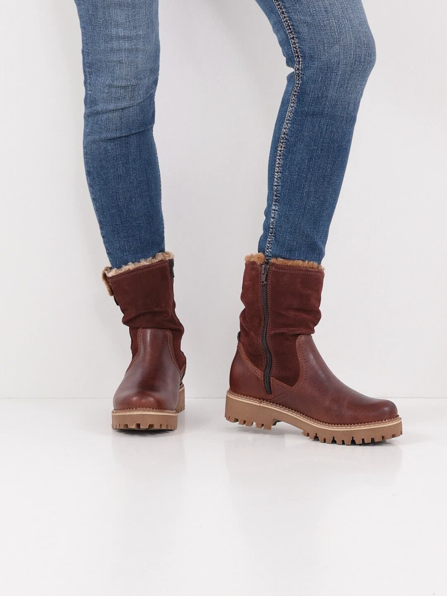 bootie in pelle - marrone fodera calda 1-26416-45-305 compra tamaris stivaletti online