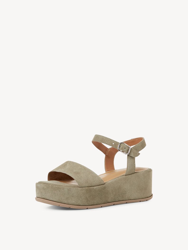 in pelle con tacco sandalo verde 1-28020-42-778 compra tamaris sandali online