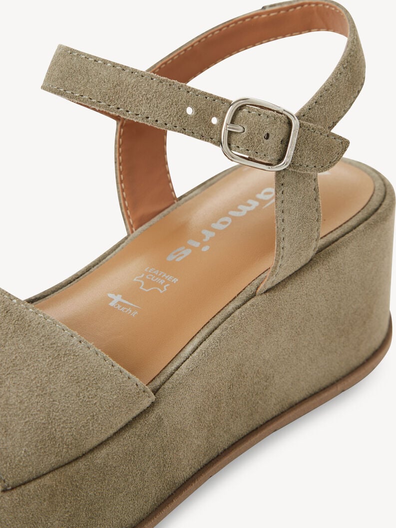 in pelle con tacco sandalo verde 1-28020-42-778 compra tamaris sandali online