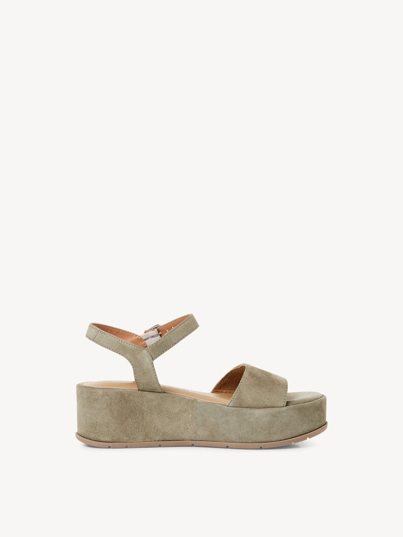 in pelle con tacco sandalo verde 1-28020-42-778 compra tamaris sandali online