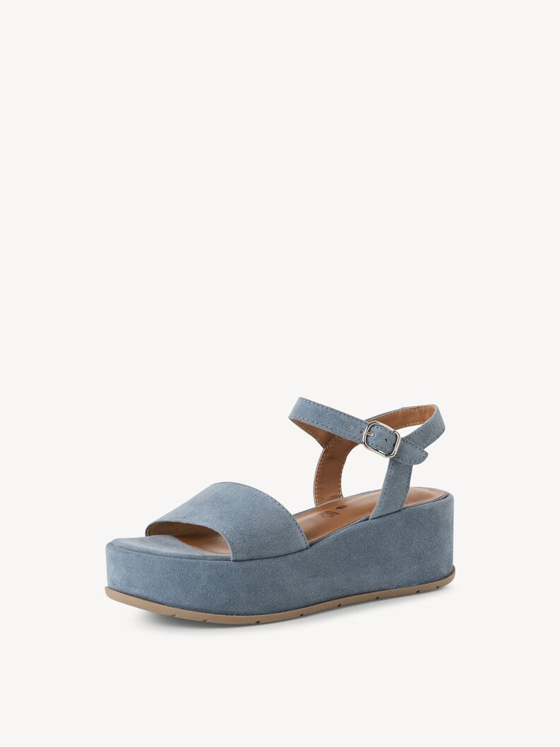 in pelle con tacco sandalo blu 1-28020-42-8a3 compra tamaris sandali online