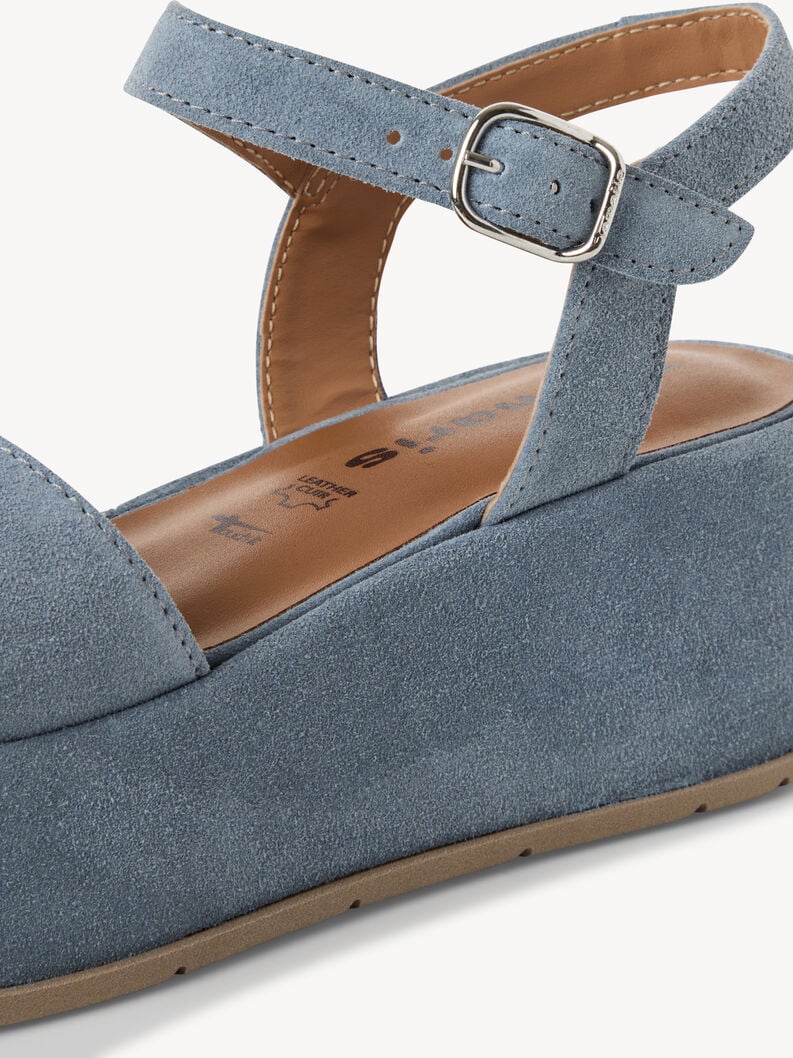 in pelle con tacco sandalo blu 1-28020-42-8a3 compra tamaris sandali online