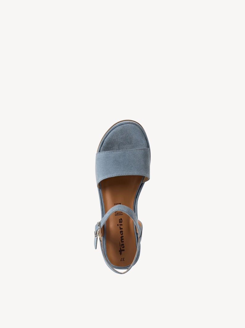 in pelle con tacco sandalo blu 1-28020-42-8a3 compra tamaris sandali online