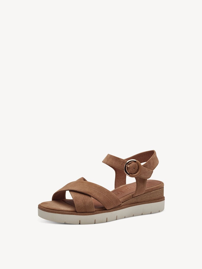 in pelle con tacco sandalo marrone 1-28202-42-310 compra tamaris sandali online