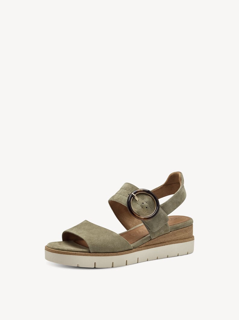 in pelle con tacco sandalo verde 1-28206-42-762 compra tamaris sandali online