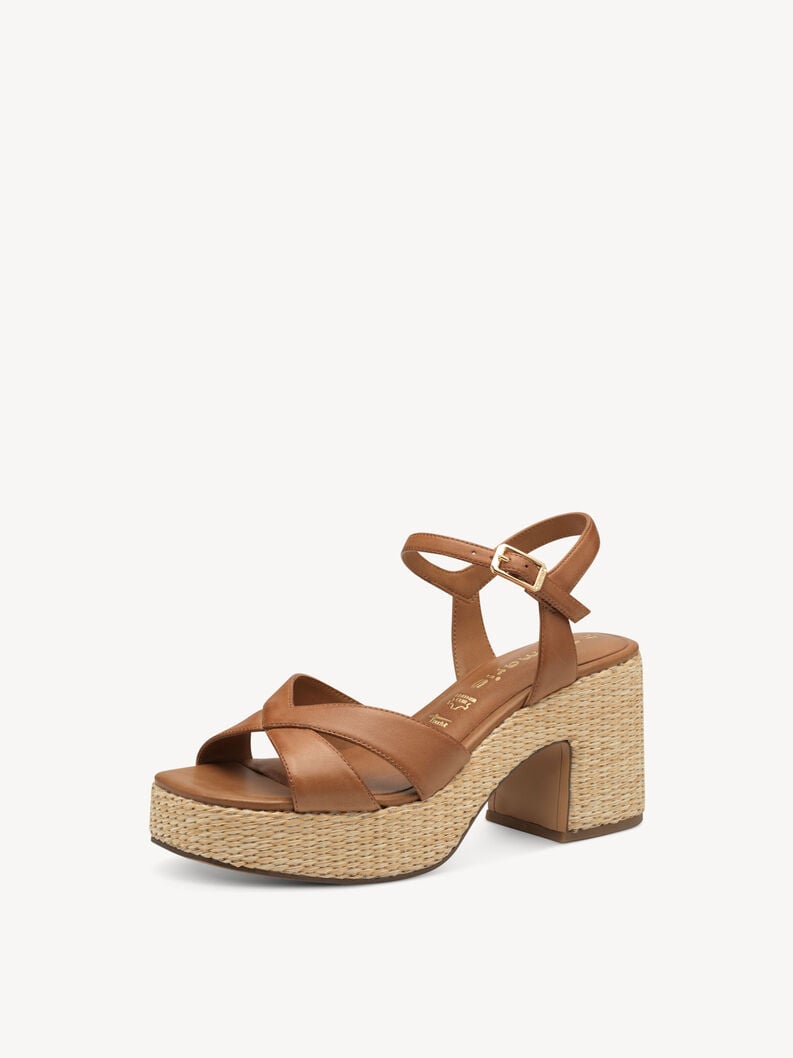 in pelle con tacco sandalo marrone 1-28313-44-305 compra tamaris sandali online