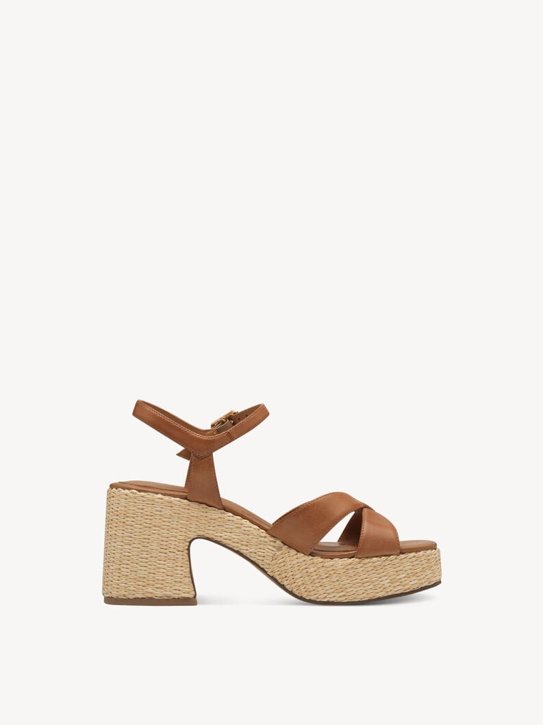 in pelle con tacco sandalo marrone 1-28313-44-305 compra tamaris sandali online