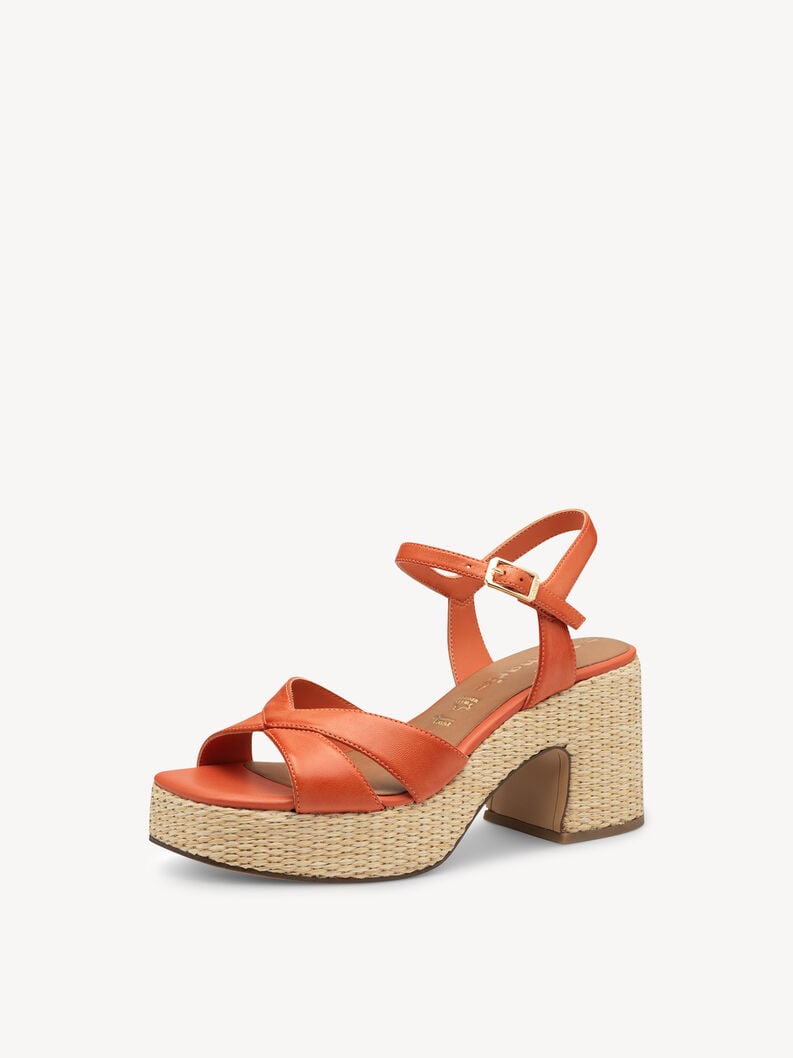 in pelle con tacco sandalo arancione 1-28313-44-606 compra tamaris sandali online
