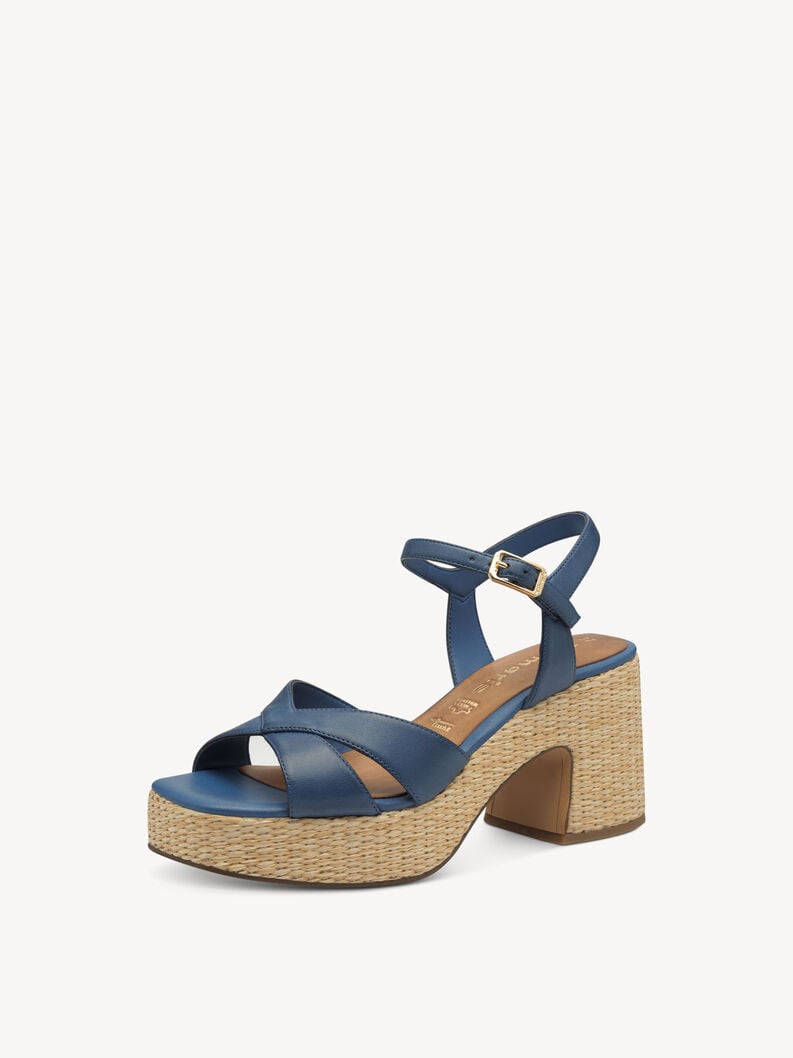 in pelle con tacco sandalo blu 1-28313-44-800 compra tamaris sandali online