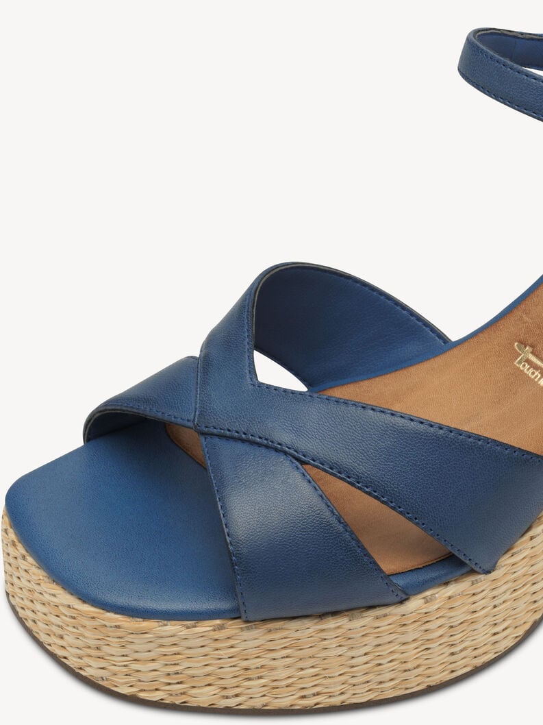 in pelle con tacco sandalo blu 1-28313-44-800 compra tamaris sandali online