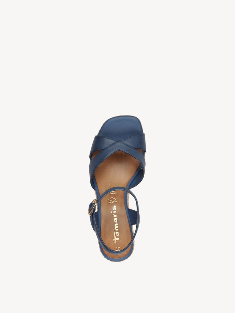 in pelle con tacco sandalo blu 1-28313-44-800 compra tamaris sandali online