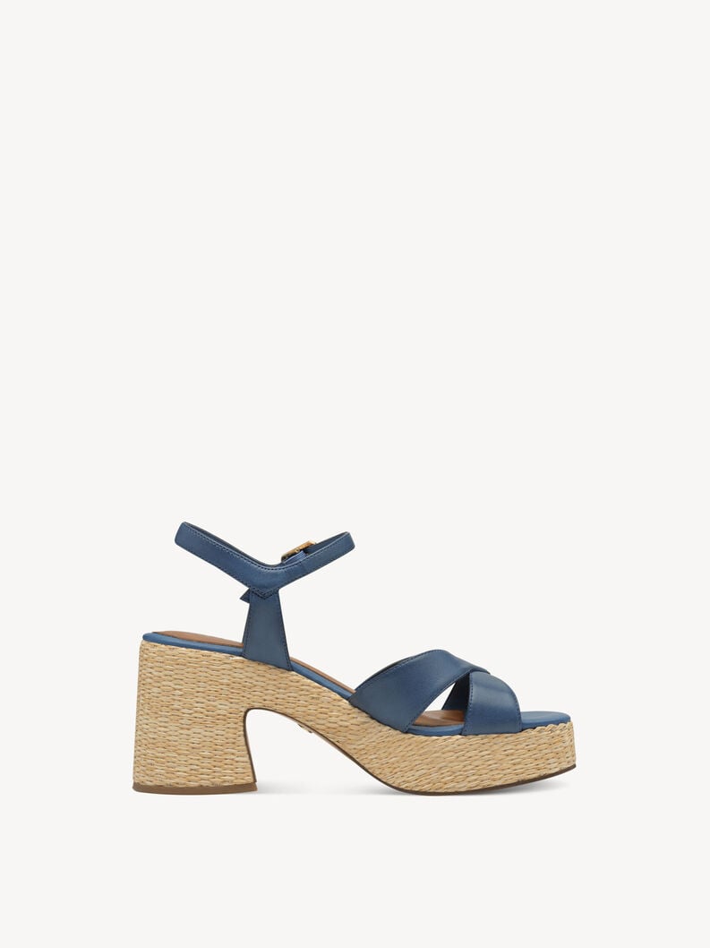 in pelle con tacco sandalo blu 1-28313-44-800 compra tamaris sandali online