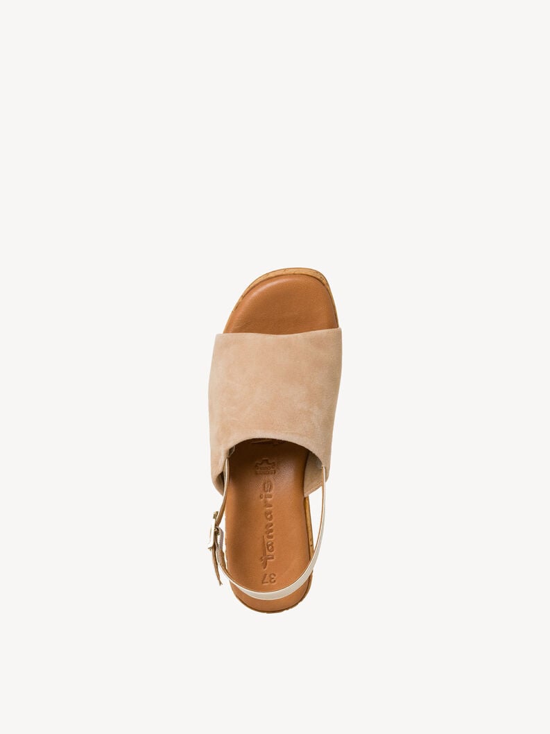 in pelle con tacco sandalo beige 1-28393-42-400 compra tamaris sandali online