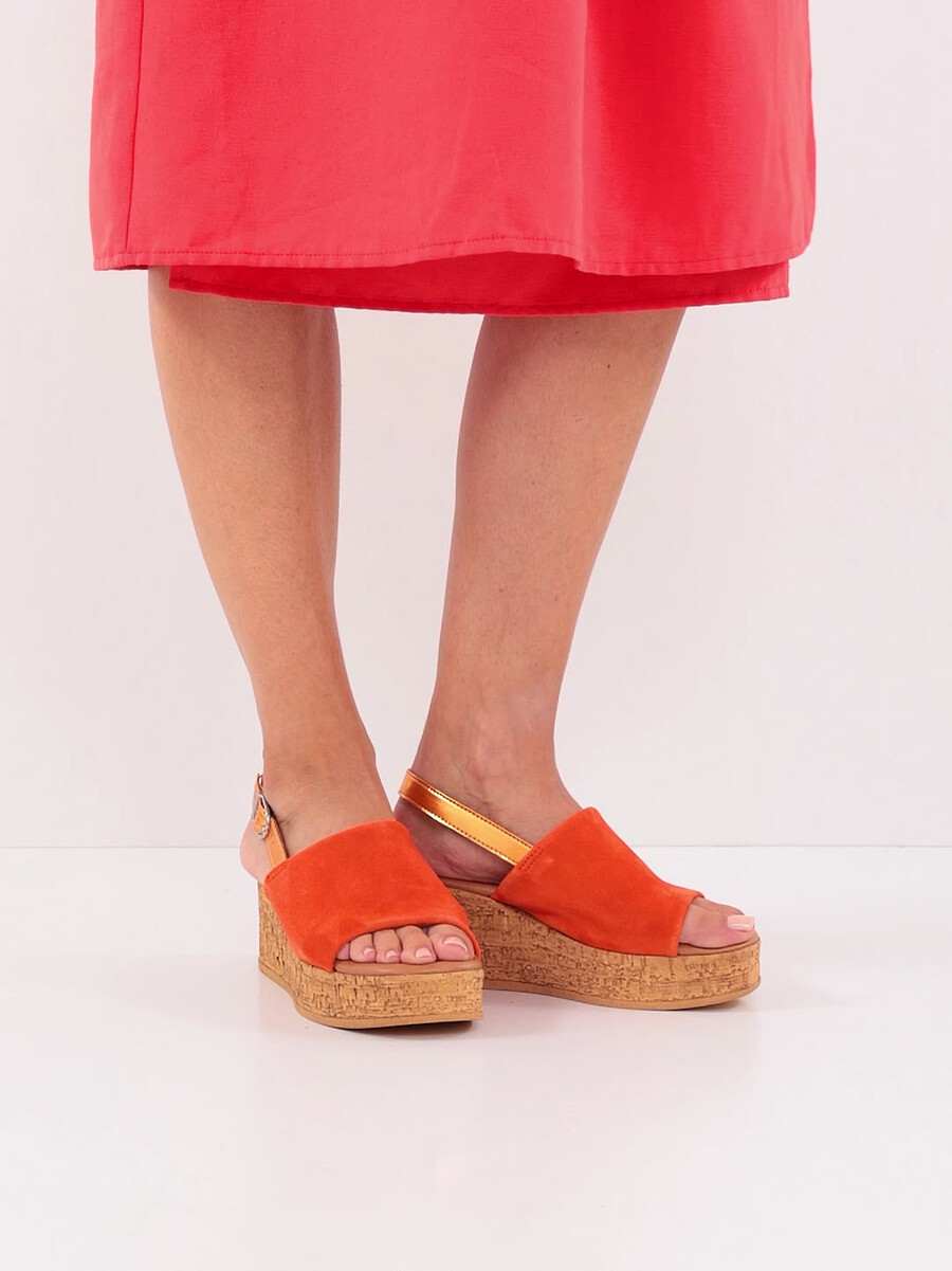 in pelle con tacco sandalo arancione 1-28393-42-606 compra tamaris sandali online