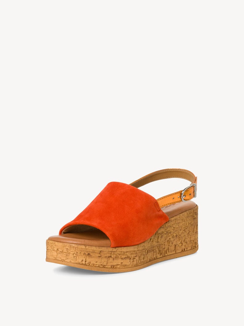 in pelle con tacco sandalo arancione 1-28393-42-606 compra tamaris sandali online