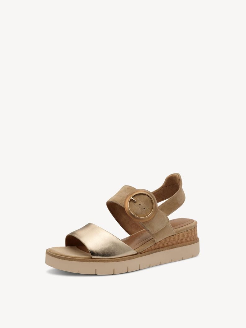 in pelle con tacco sandalo beige 1-28206-42-445 compra tamaris sandali online