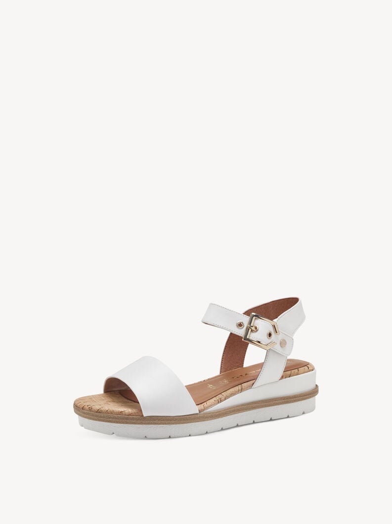 in pelle con tacco sandalo bianco 1-28222-42-100 compra tamaris sandali online