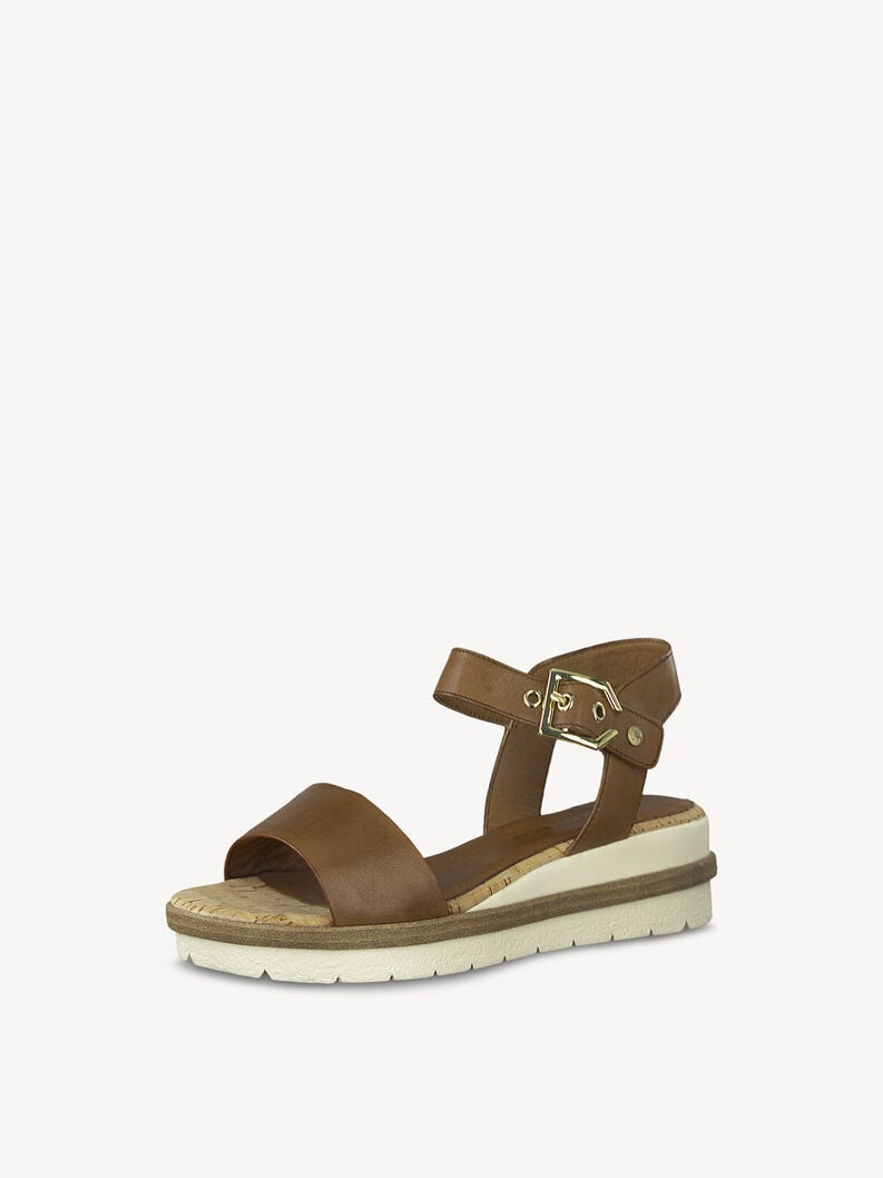 in pelle con tacco sandalo marrone 1-28222-42-440 compra tamaris sandali online
