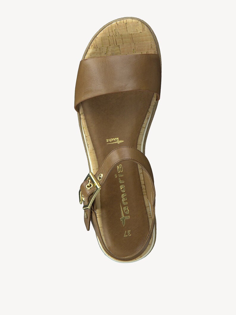 in pelle con tacco sandalo marrone 1-28222-42-440 compra tamaris sandali online