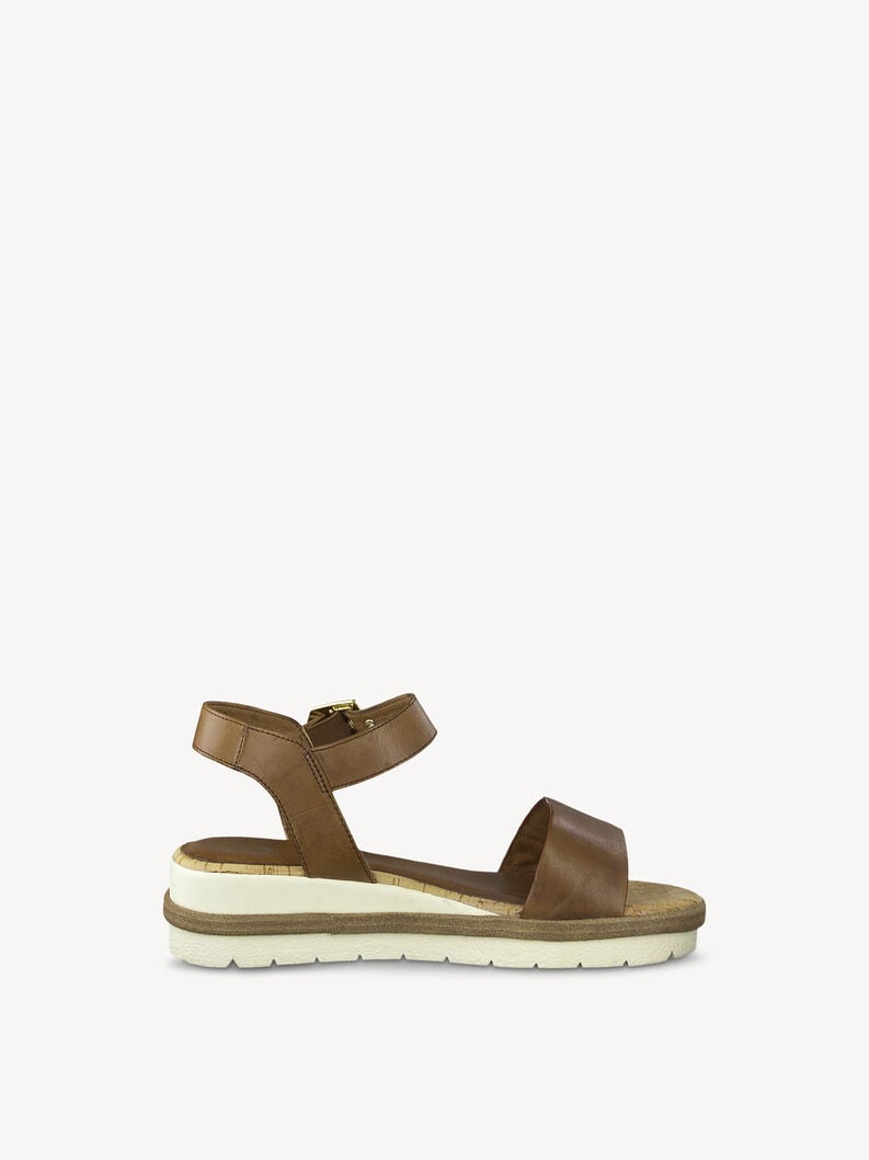 in pelle con tacco sandalo marrone 1-28222-42-440 compra tamaris sandali online