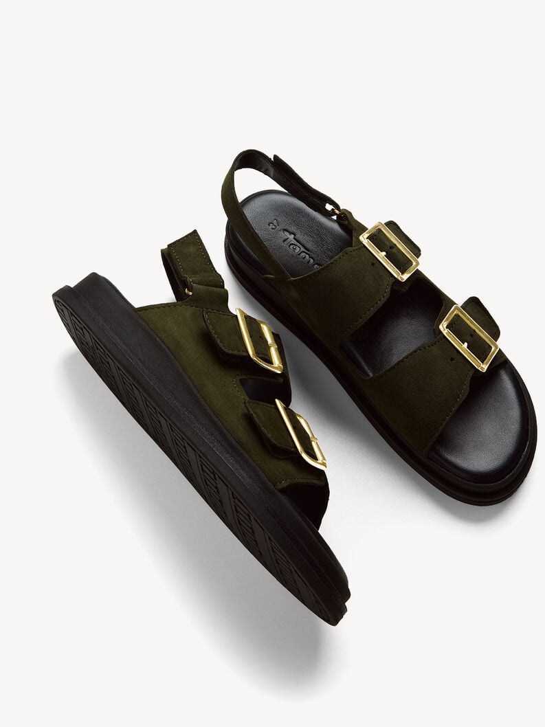 in pelle con tacco sandalo verde 1-28225-44-722 compra tamaris sandali online