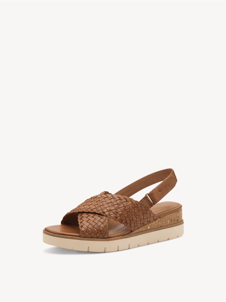 in pelle con tacco sandalo marrone 1-28251-44-305 compra tamaris sandali online
