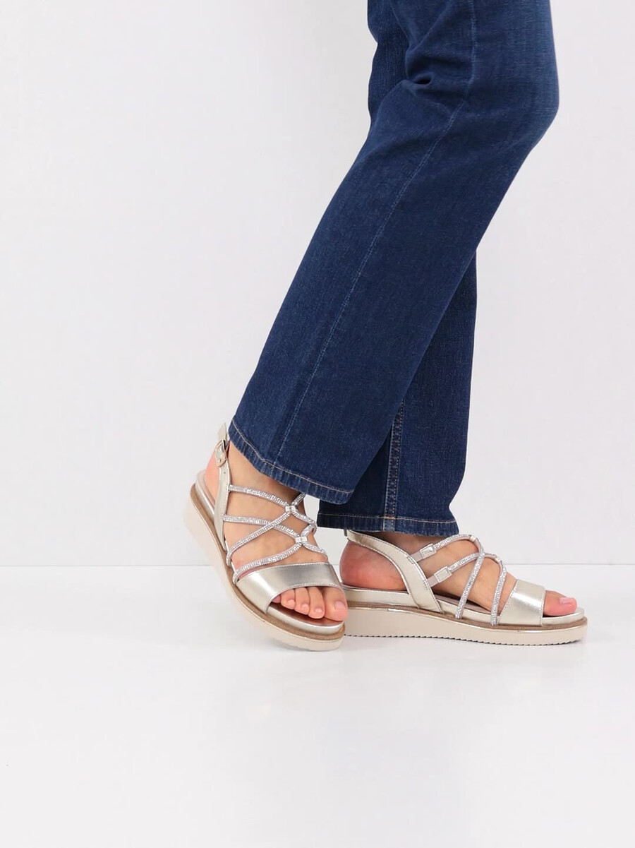 in pelle con tacco sandalo oro 1-28257-42-933 compra tamaris sandali online