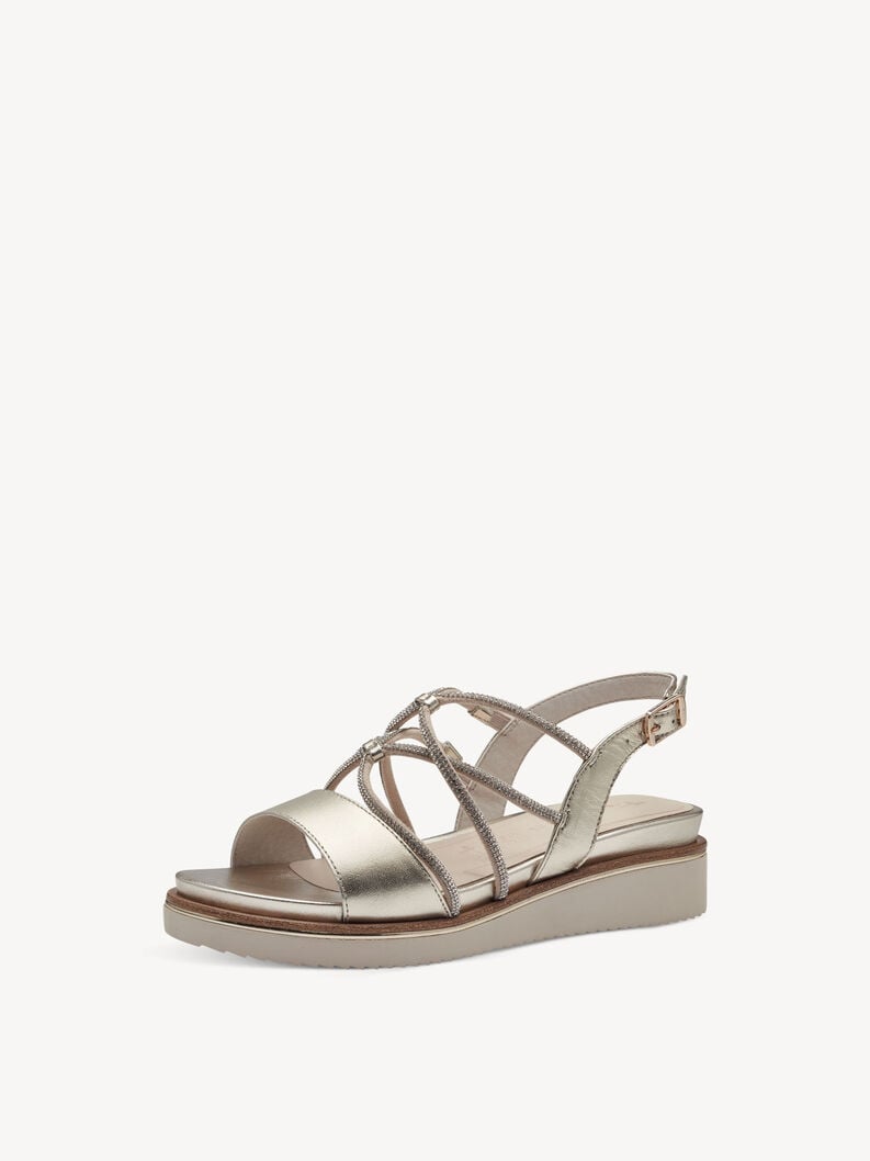 in pelle con tacco sandalo oro 1-28257-42-933 compra tamaris sandali online