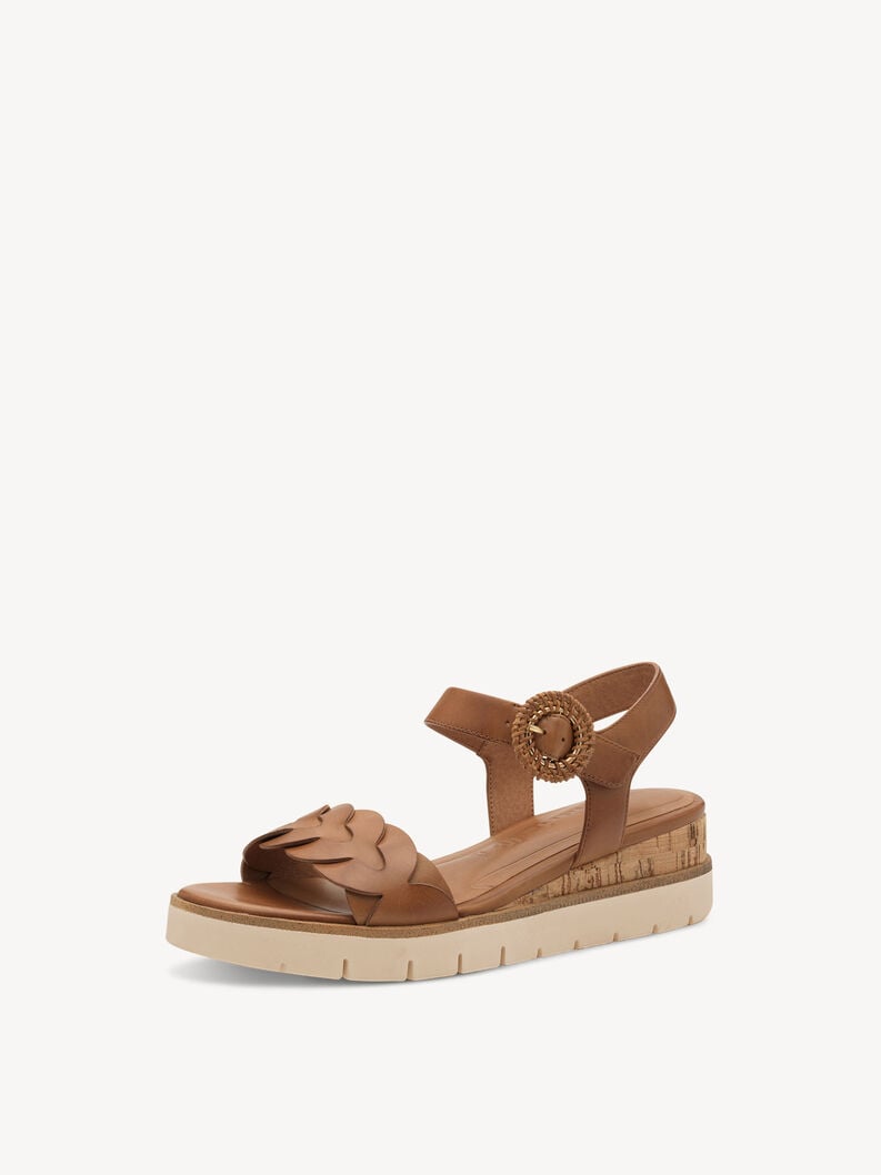 in pelle con tacco sandalo marrone 1-28258-44-305 compra tamaris sandali online
