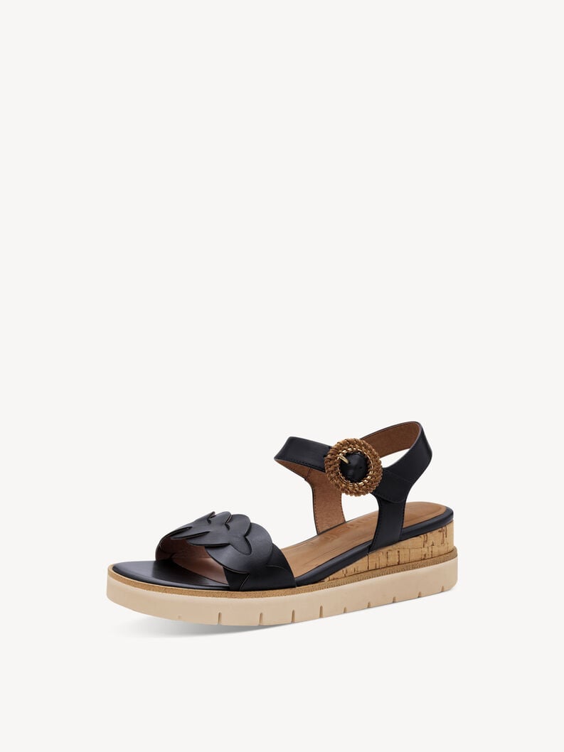 in pelle con tacco sandalo blu 1-28258-44-805 compra tamaris sandali online