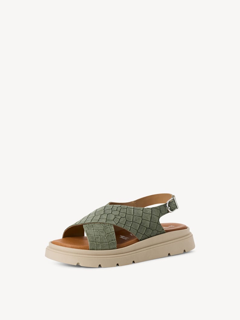 in pelle con tacco sandalo verde 1-28270-42-772 compra tamaris sandali online