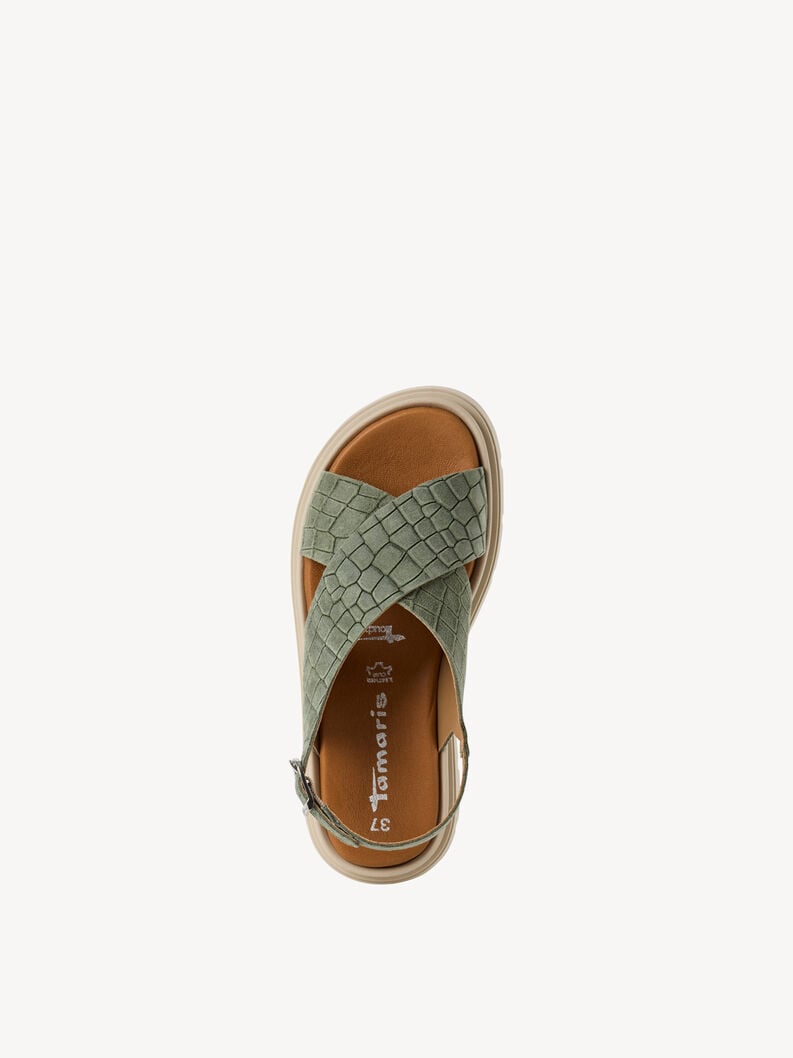 in pelle con tacco sandalo verde 1-28270-42-772 compra tamaris sandali online