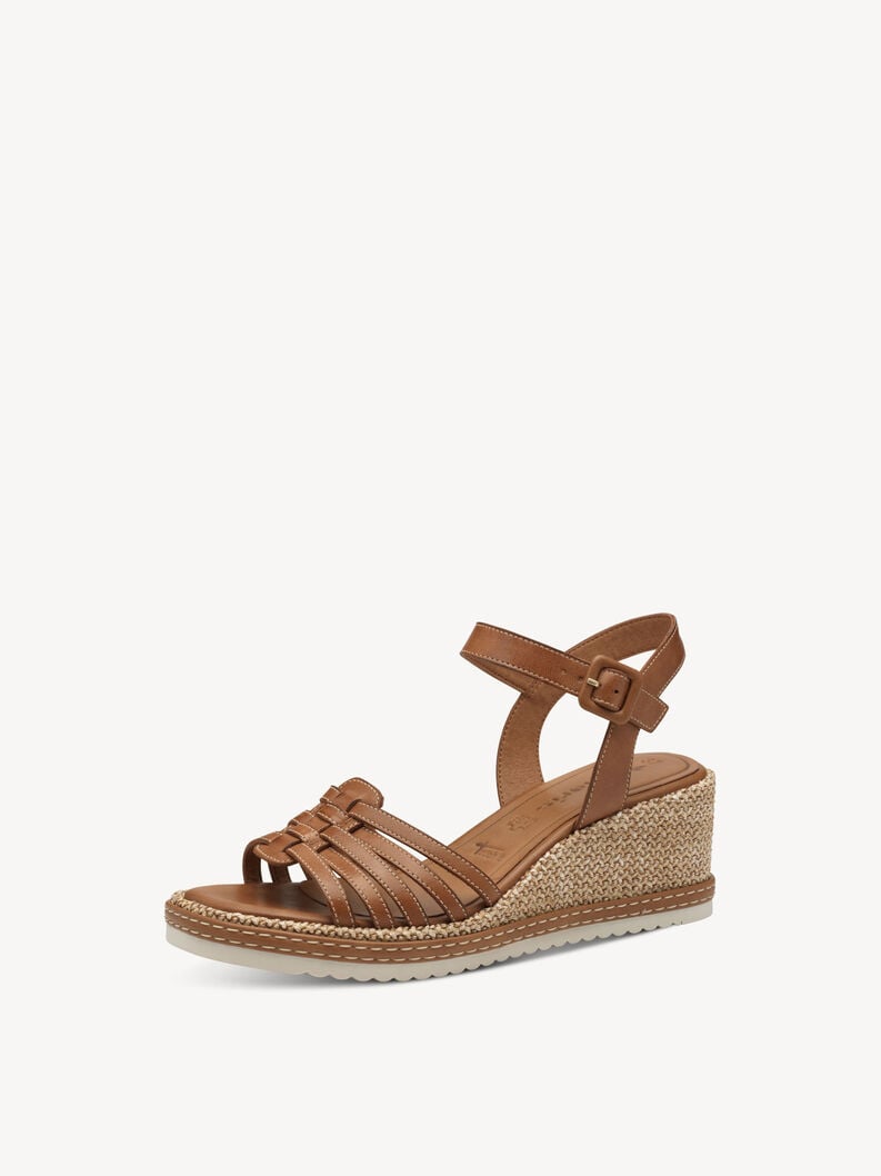 in pelle con tacco sandalo marrone 1-28332-44-305 compra tamaris sandali online