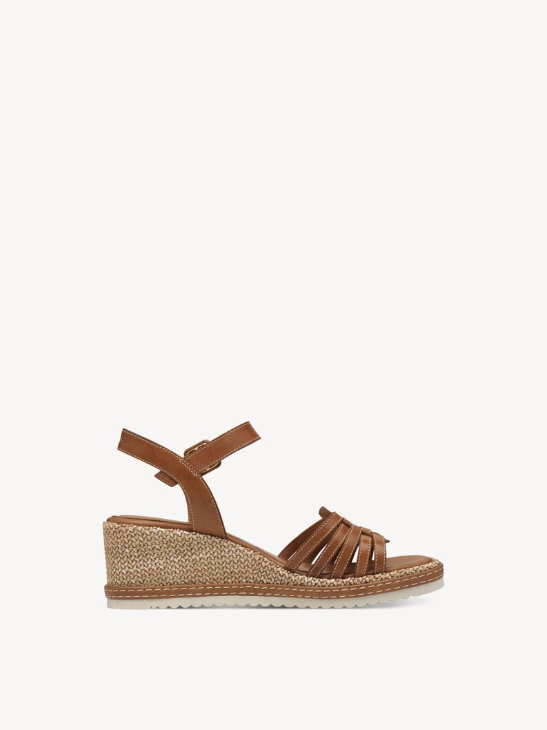 in pelle con tacco sandalo marrone 1-28332-44-305 compra tamaris sandali online