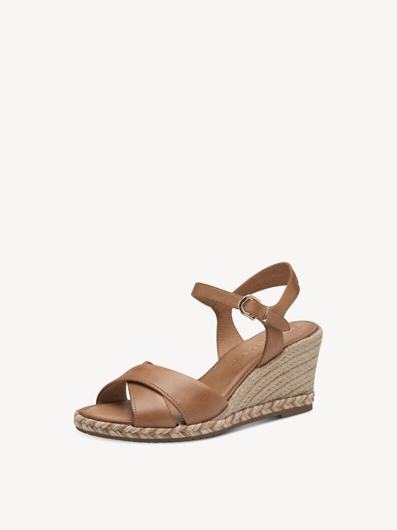 in pelle con tacco sandalo marrone 1-28346-44-305 compra tamaris sandali online