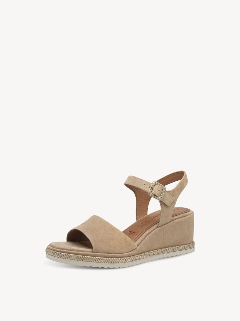 in pelle con tacco sandalo marrone 1-28354-44-435 compra tamaris sandali online