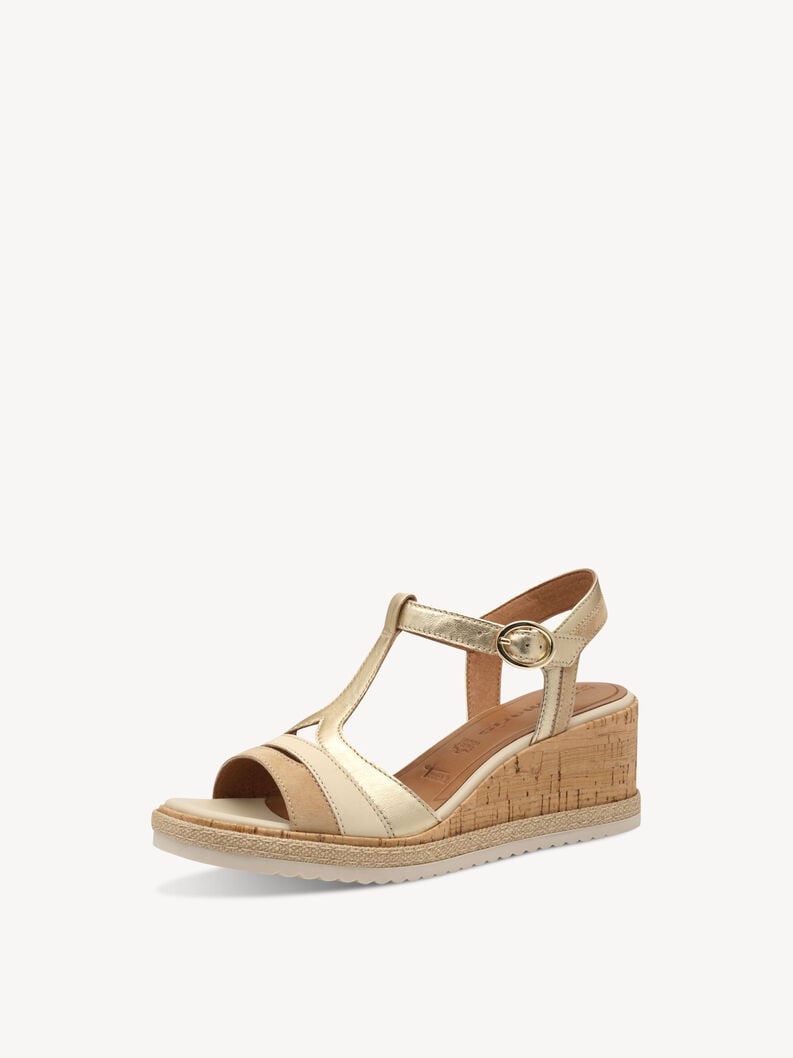 in pelle con tacco sandalo oro 1-28358-44-942 compra tamaris sandali online