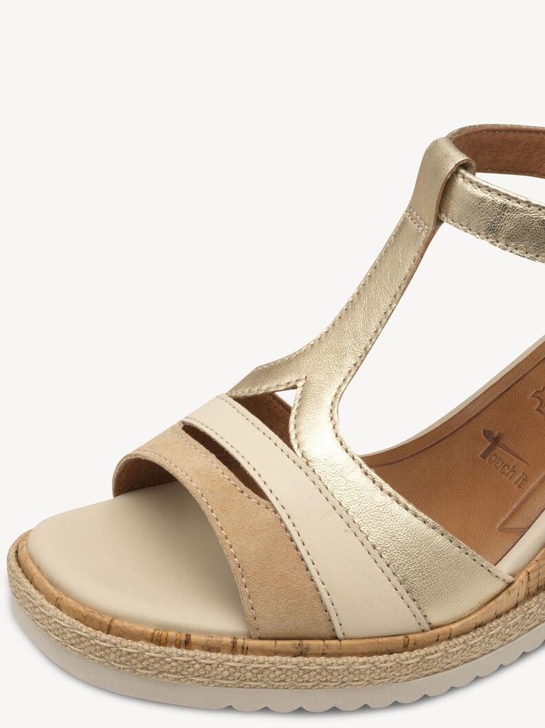 in pelle con tacco sandalo oro 1-28358-44-942 compra tamaris sandali online