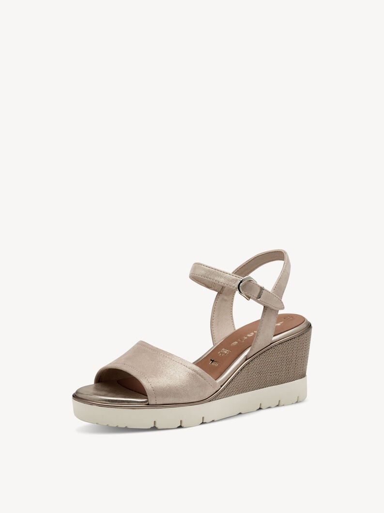 in pelle con tacco sandalo beige 1-28360-44-179 compra tamaris sandali online