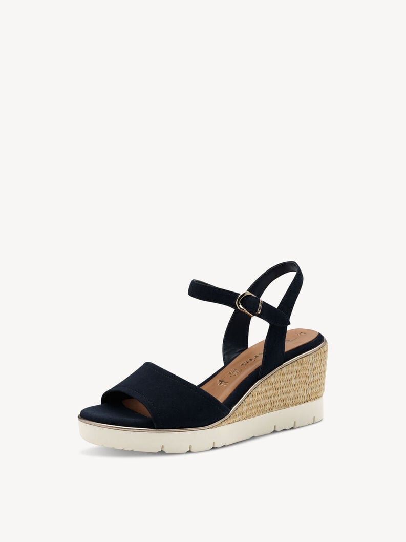 in pelle con tacco sandalo blu 1-28360-44-805 compra tamaris sandali online