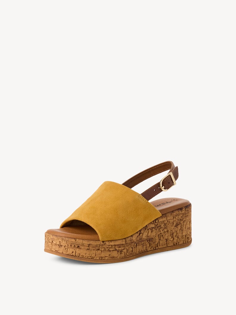 in pelle con tacco sandalo giallo 1-28393-42-600 compra tamaris sandali online